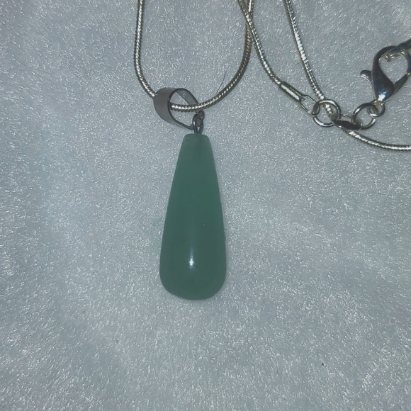 Natural Jade Drop Sterling Silver 16” Necklace - Picture 4 of 4